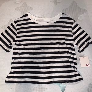 Black and White Striped Long Sleeved Shirt